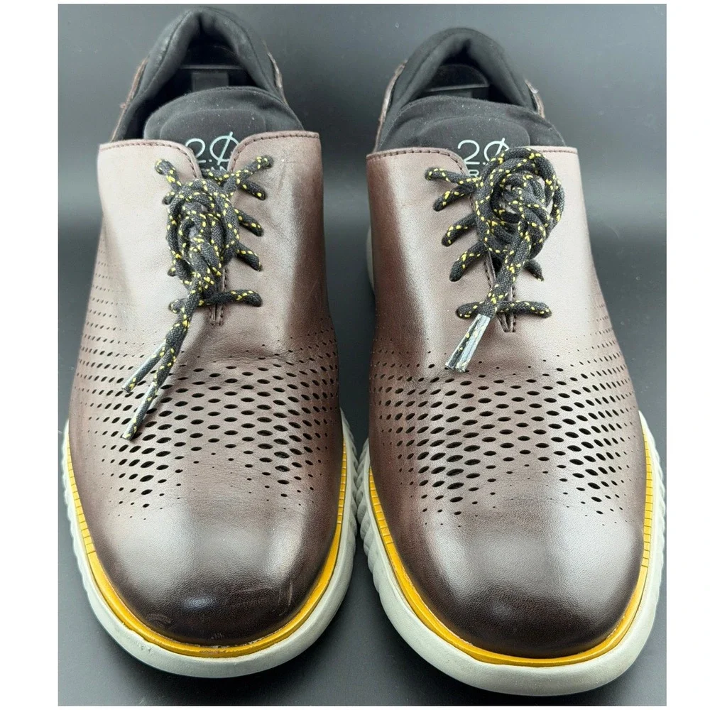 Cole Haan 2.Zerogrand Laser Wingtip Oxford-Brown Leather Shoes, C30312 Mens 9.5M